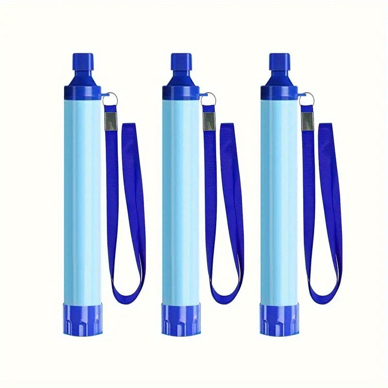 Personal Water Filter Straw Survival Gear Set with Carabiner Syringe Extension Tube - Water Purifier for Camping Hiking Backpacking Climbing Emergency, 1-6 Pack
