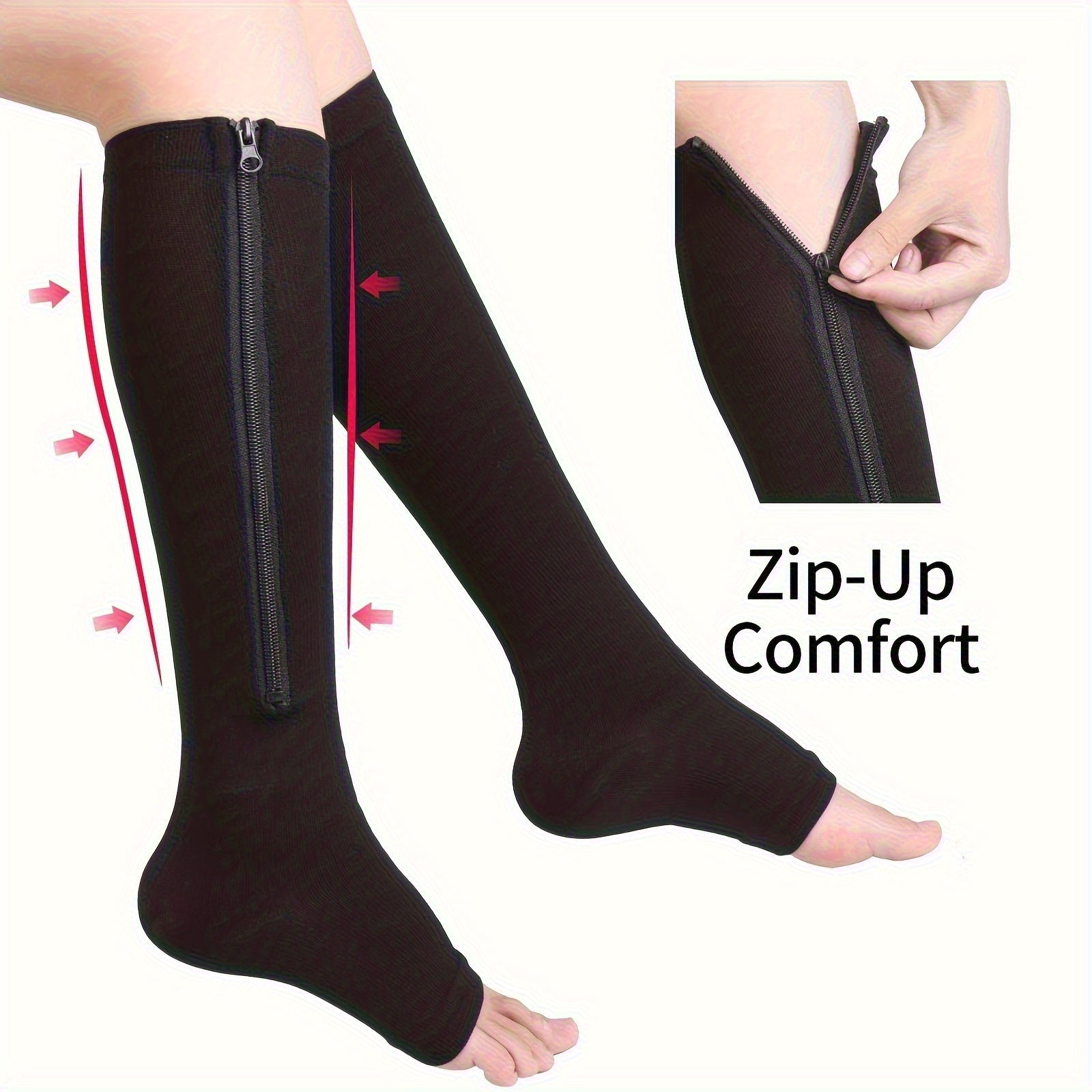 Compression Socks with Side Zipper for Men & Women Breathable Support Relief for Tired Swollen Feet Travel Nursing Game Day Football Fan Gear Unisex S/M L/XL