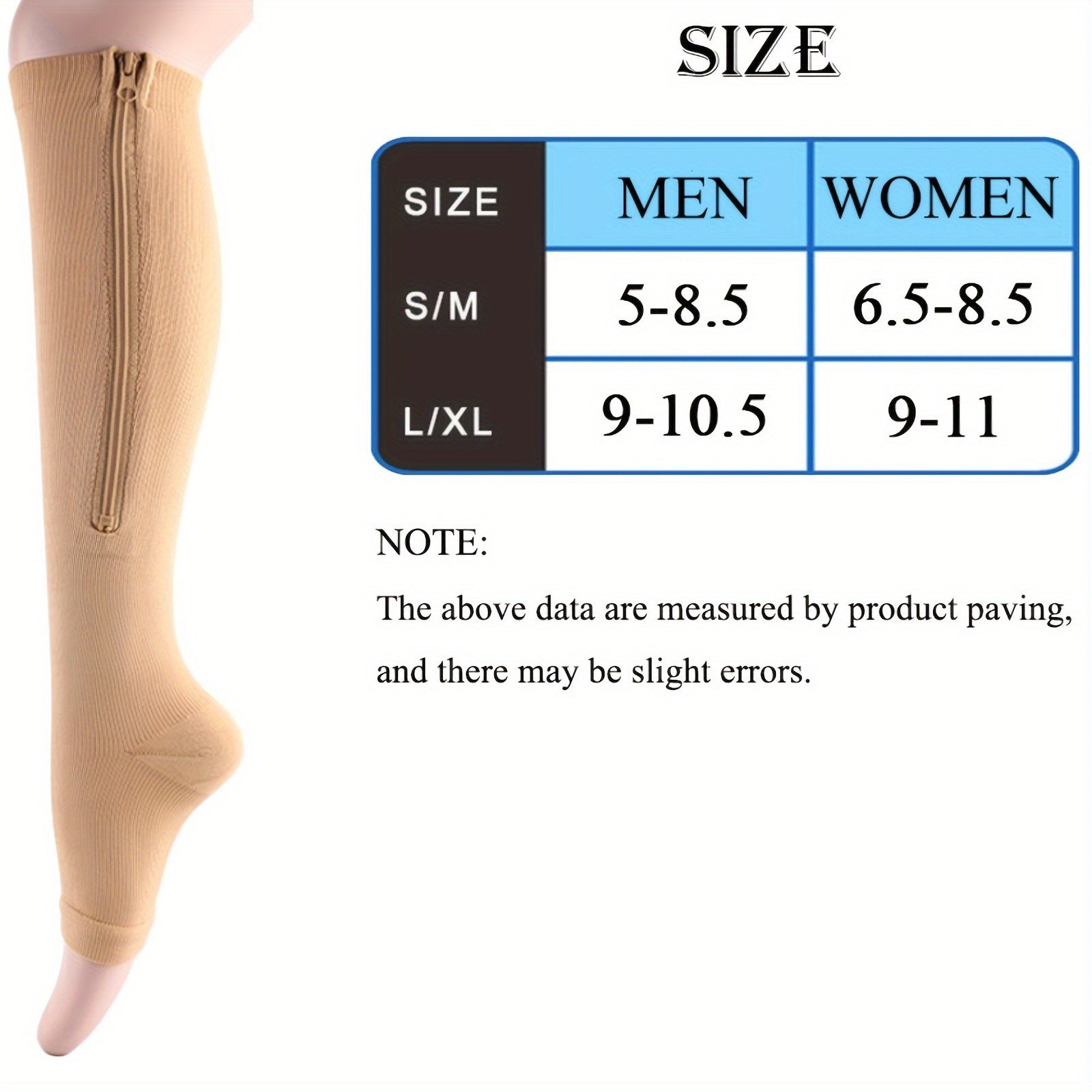 Compression Socks with Side Zipper for Men & Women Breathable Support Relief for Tired Swollen Feet Travel Nursing Game Day Football Fan Gear Unisex S/M L/XL