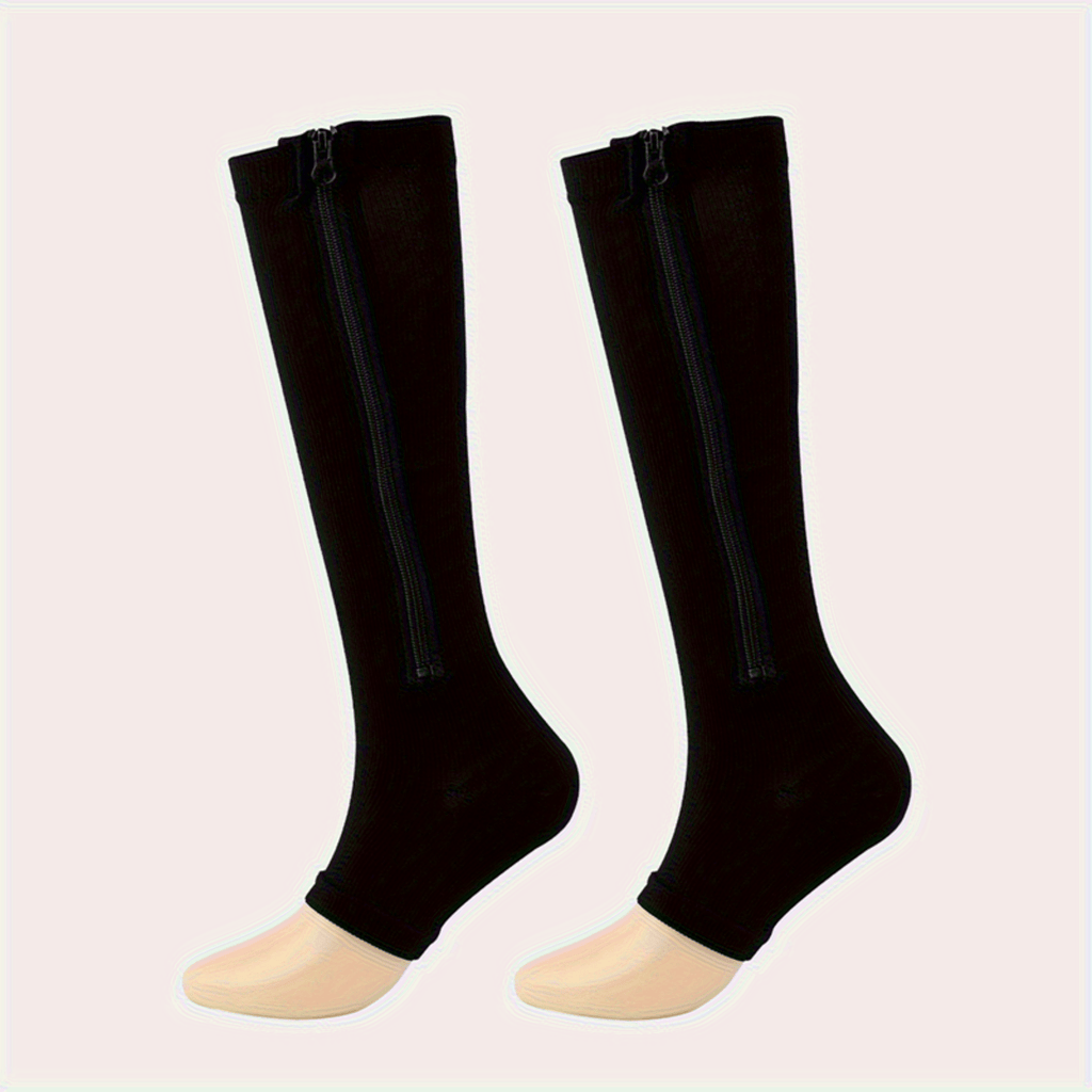 Compression Socks with Side Zipper for Men & Women Breathable Support Relief for Tired Swollen Feet Travel Nursing Game Day Football Fan Gear Unisex S/M L/XL