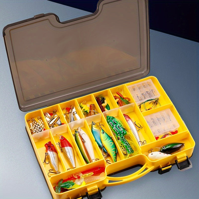 Fishing Tackle Box Two-Sided Storage Portable - Multi-Functional Lure Organizer for Bass Trout Freshwater Saltwater Fishing, Large & Extra Large Sizes, Orange Red Yellow Blue Black White