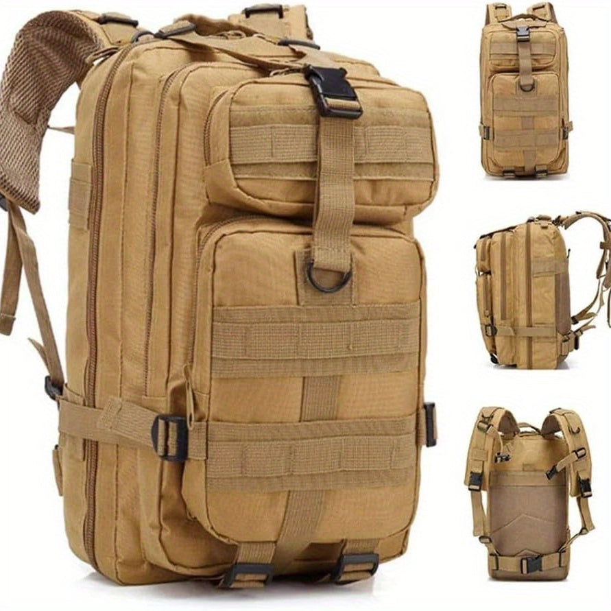 Hiking Backpack 21-25L for Men Women - Lightweight Outdoor Camping Mountaineering Climbing Backpack with Zipper - Multi-Functional Daypack for Hiking Trekking Travel - Khaki Black Army Green