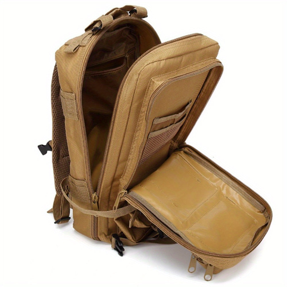 Hiking Backpack 21-25L for Men Women - Lightweight Outdoor Camping Mountaineering Climbing Backpack with Zipper - Multi-Functional Daypack for Hiking Trekking Travel - Khaki Black Army Green