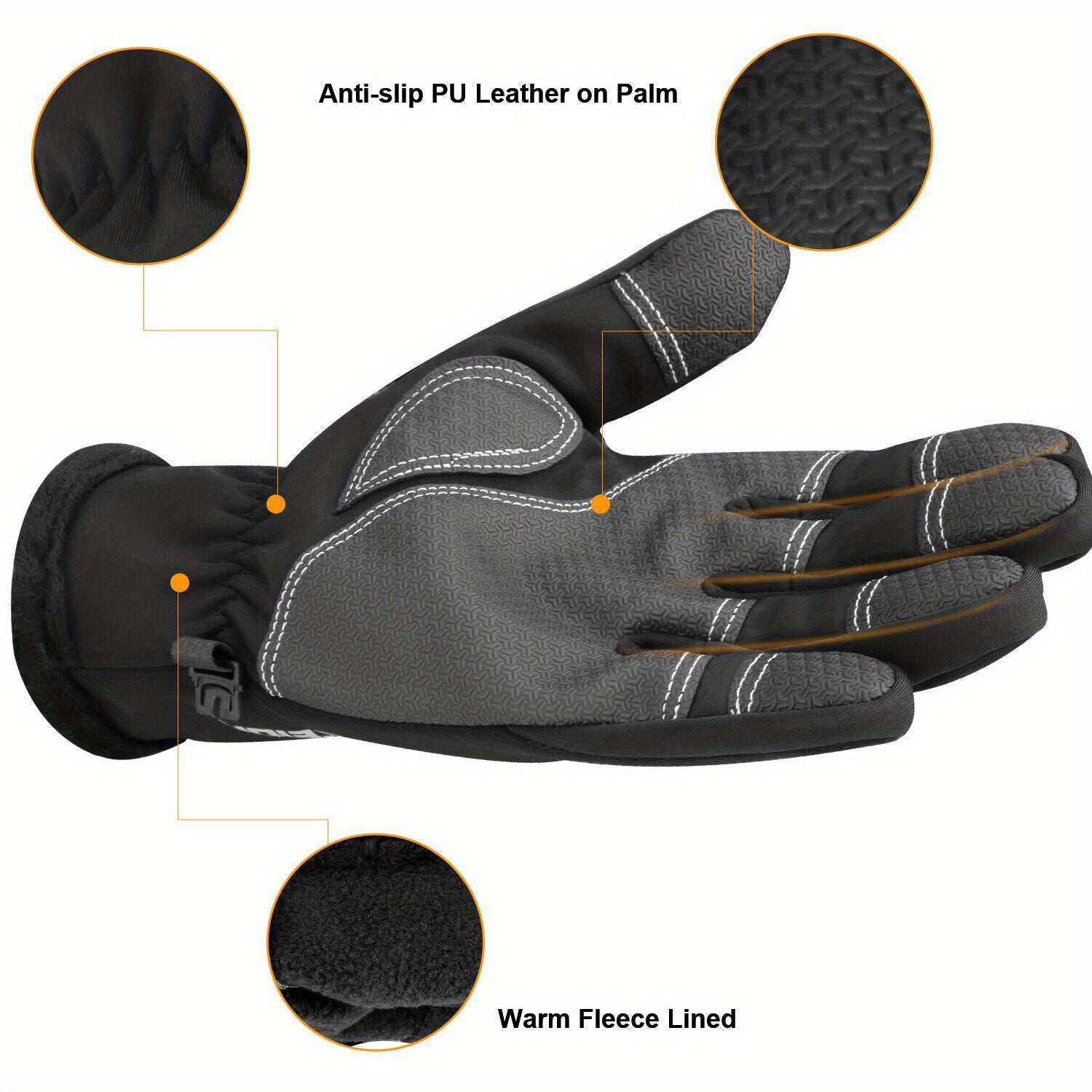 Outdoor Winter Gloves 2 Pairs Windproof Full Finger Slip Resistant Warm Knit Gloves for Cycling Skiing Riding Cold Weather Sports S-XXL
