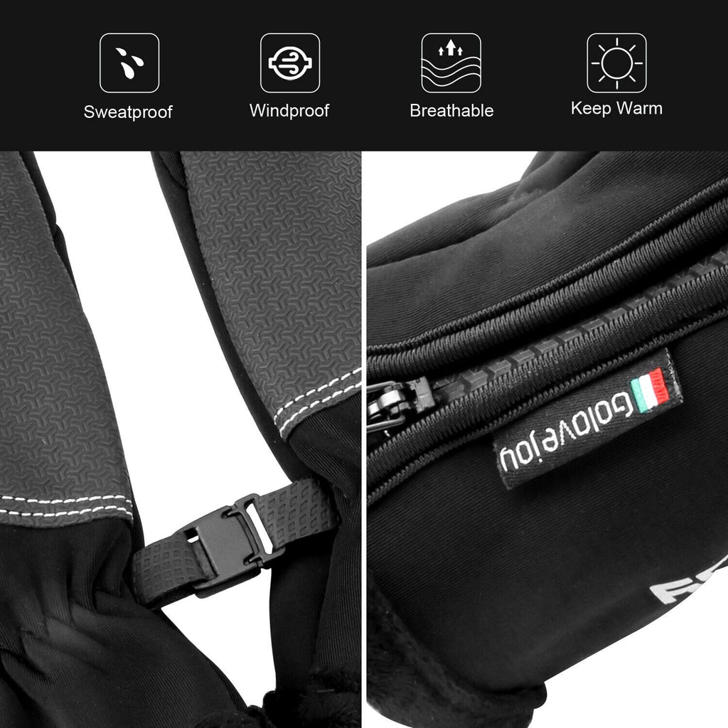Outdoor Winter Gloves 2 Pairs Windproof Full Finger Slip Resistant Warm Knit Gloves for Cycling Skiing Riding Cold Weather Sports S-XXL