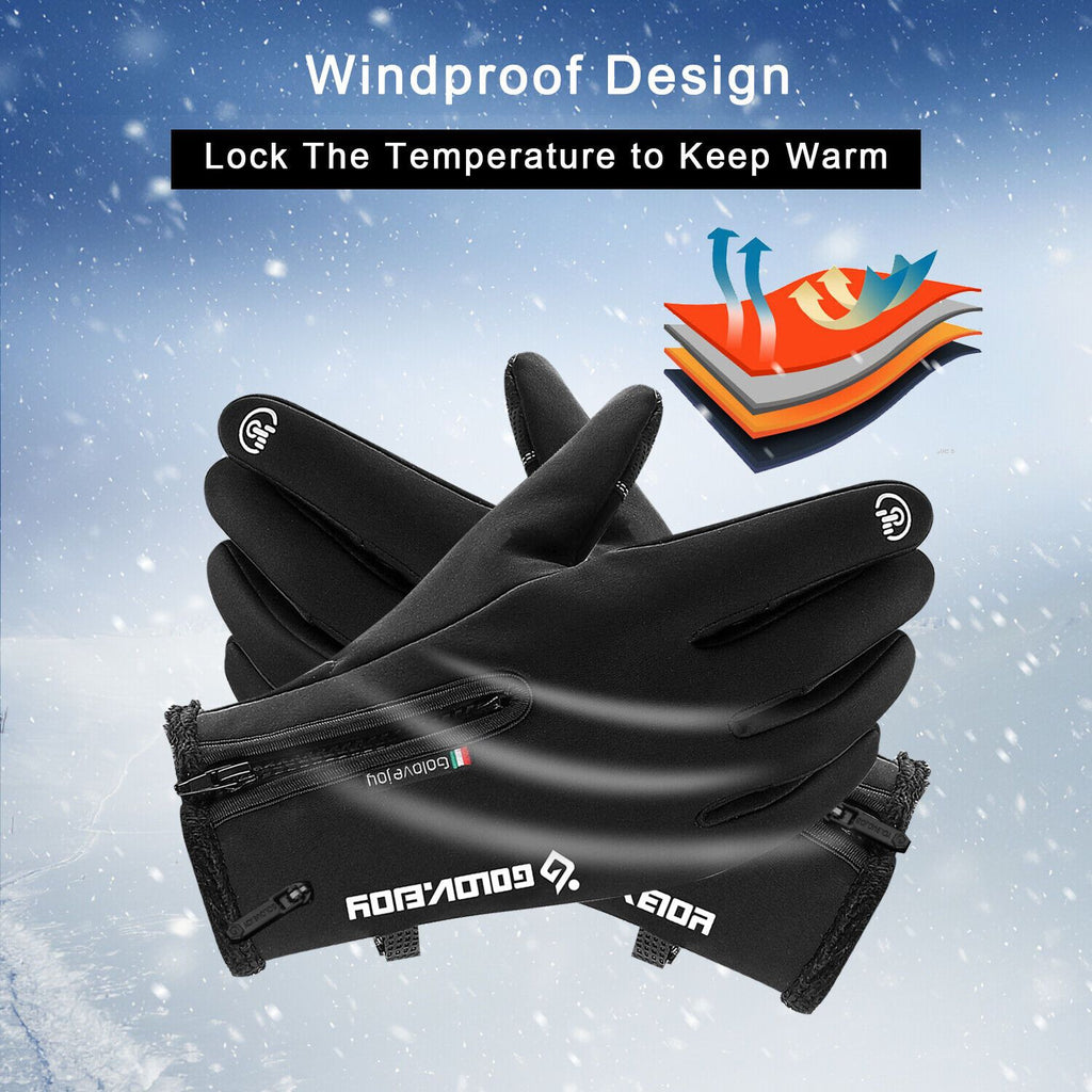 Outdoor Winter Gloves 2 Pairs Windproof Full Finger Slip Resistant Warm Knit Gloves for Cycling Skiing Riding Cold Weather Sports S-XXL
