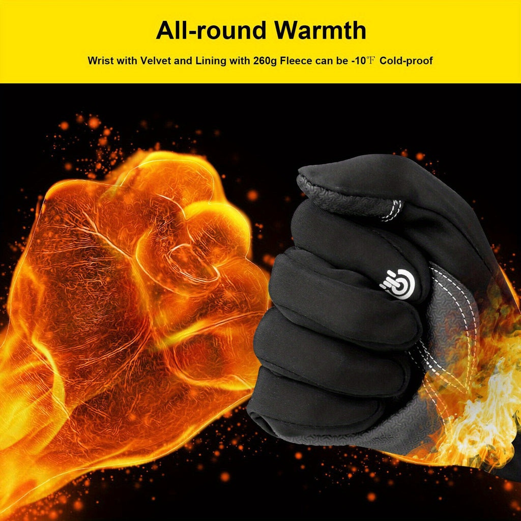 Outdoor Winter Gloves 2 Pairs Windproof Full Finger Slip Resistant Warm Knit Gloves for Cycling Skiing Riding Cold Weather Sports S-XXL