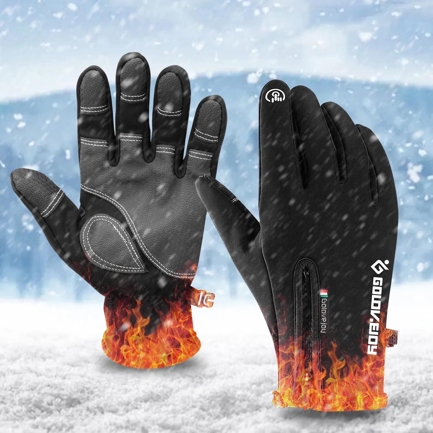 Outdoor Winter Gloves 2 Pairs Windproof Full Finger Slip Resistant Warm Knit Gloves for Cycling Skiing Riding Cold Weather Sports S-XXL