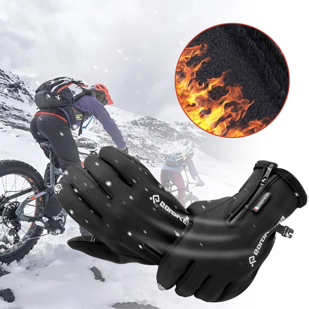 Outdoor Winter Gloves 2 Pairs Windproof Full Finger Slip Resistant Warm Knit Gloves for Cycling Skiing Riding Cold Weather Sports S-XXL