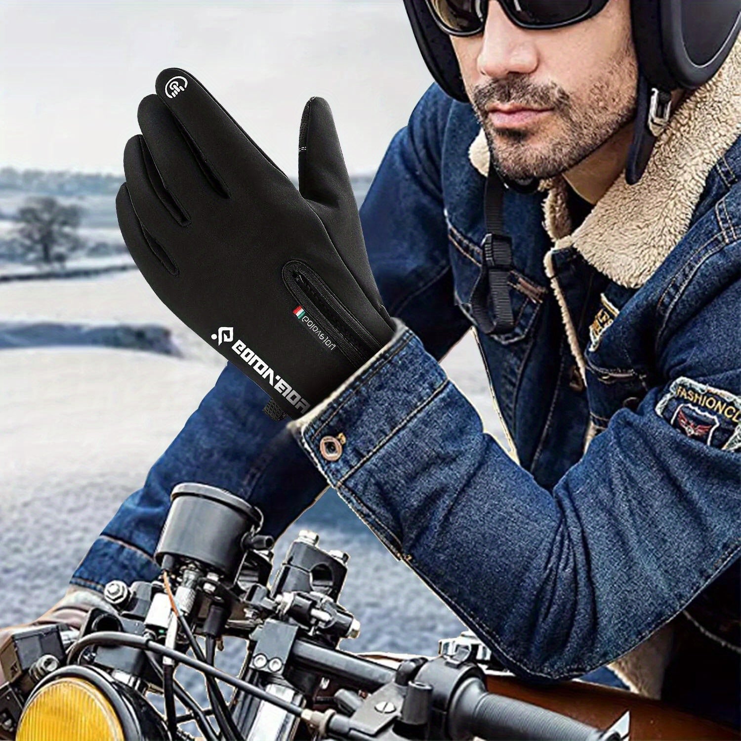 Outdoor Winter Gloves 2 Pairs Windproof Full Finger Slip Resistant Warm Knit Gloves for Cycling Skiing Riding Cold Weather Sports S-XXL
