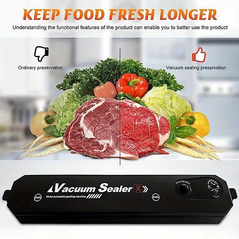 Vacuum Sealer Machine with 50 Seal Bags – Automatic Air Food Sealing System for Food Saver Storage & Sous Vide, Black or White