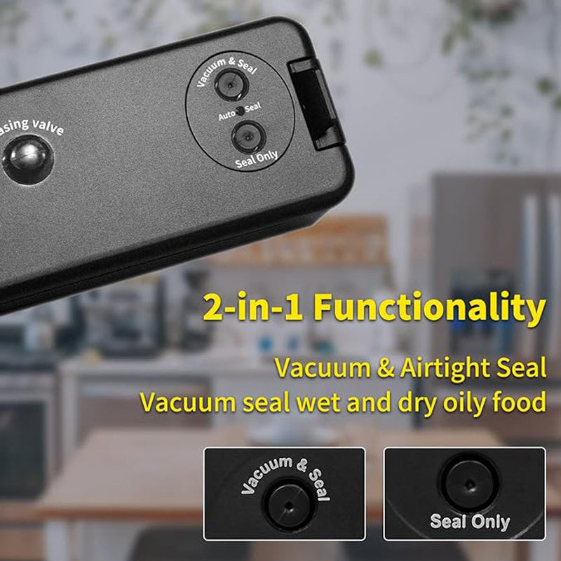 Vacuum Sealer Machine with 50 Seal Bags – Automatic Air Food Sealing System for Food Saver Storage & Sous Vide, Black or White