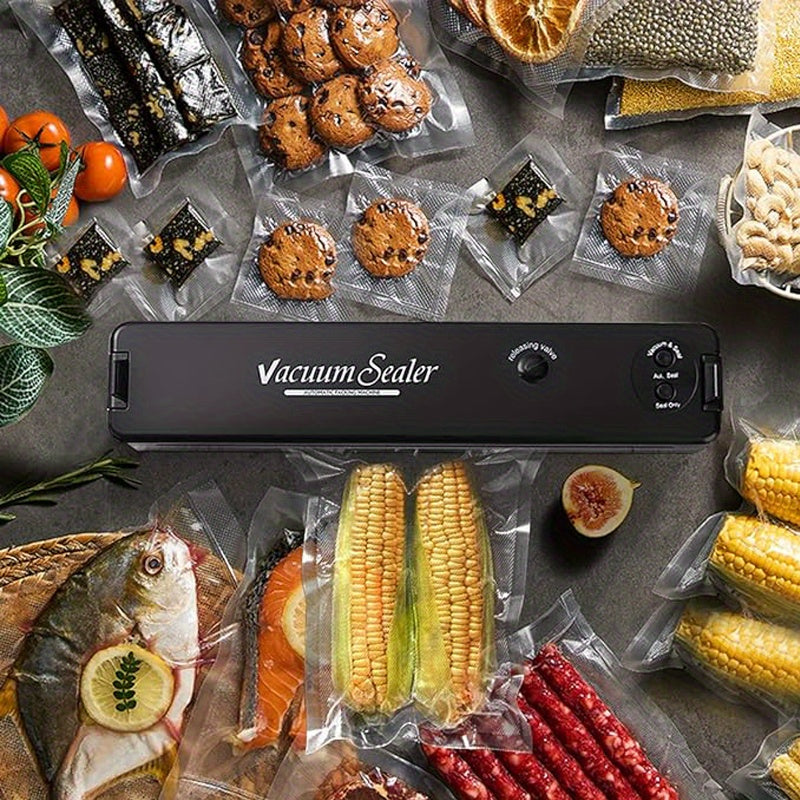 Vacuum Sealer Machine with 50 Seal Bags – Automatic Air Food Sealing System for Food Saver Storage & Sous Vide, Black or White