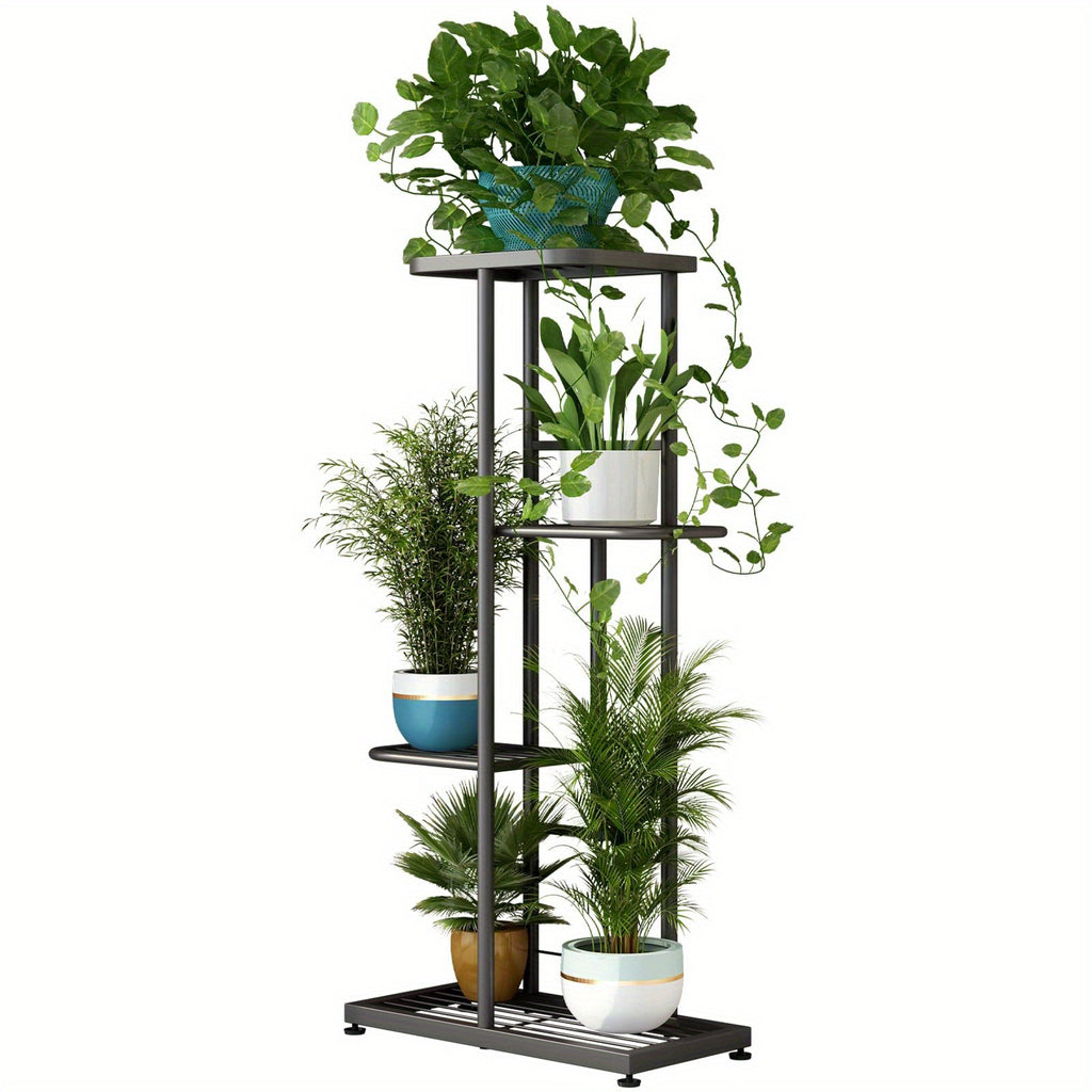 Metal Plant Stand Multi-Tier Indoor Outdoor – 5, 6 or 7 Pot Flower Rack for Living Room, Balcony & Corner Display, Anti-Rust Finish, Dark Grey Bronze Green White