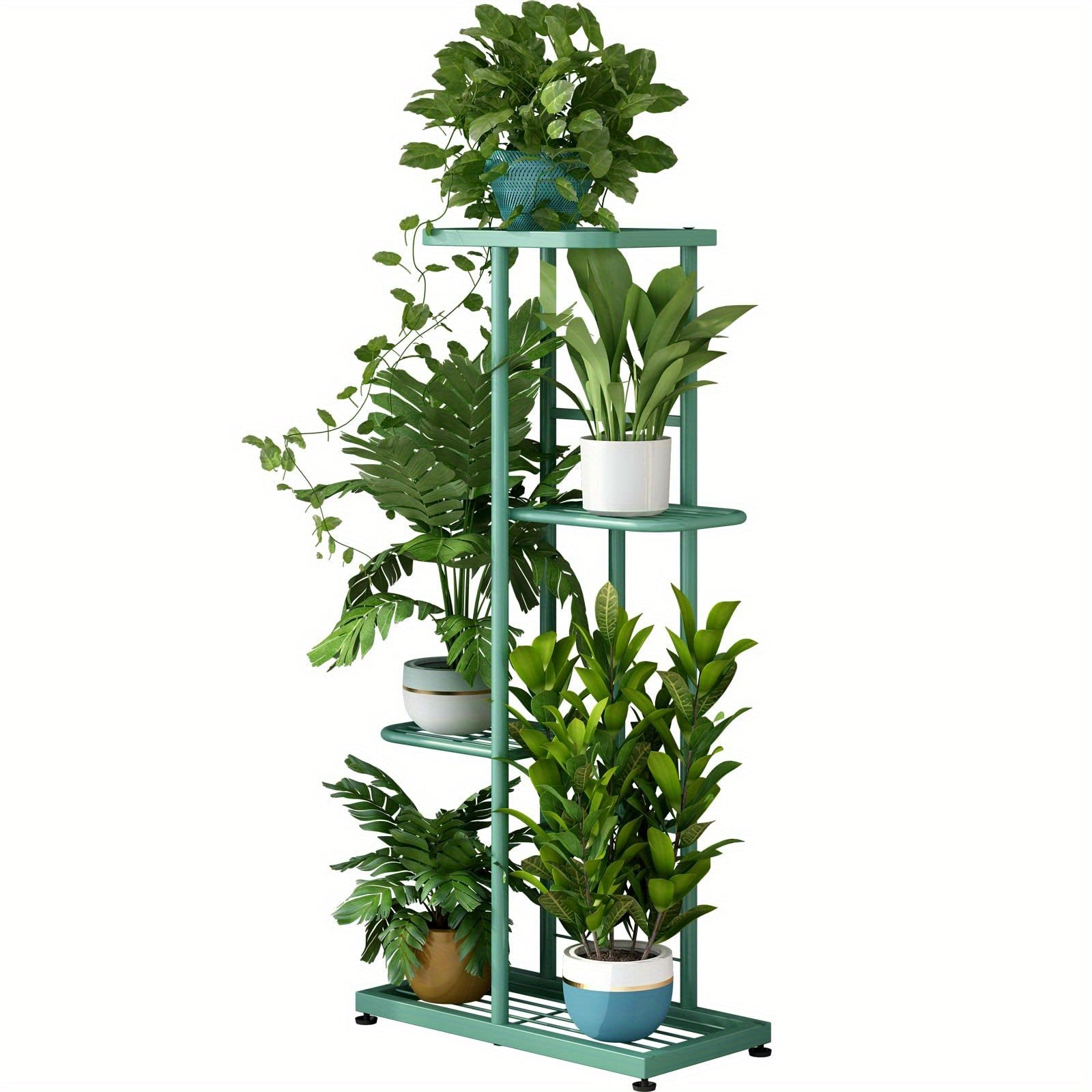 Metal Plant Stand Multi-Tier Indoor Outdoor – 5, 6 or 7 Pot Flower Rack for Living Room, Balcony & Corner Display, Anti-Rust Finish, Dark Grey Bronze Green White