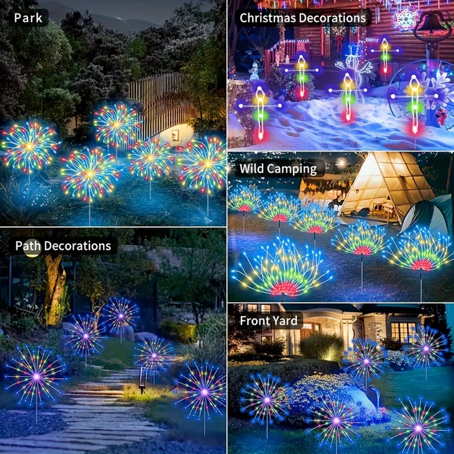 Solar Firework Lights DIY Copper Wire 4-Pack – 240 LED, IP65 Waterproof, 8 Modes, Flexible Shape Design for Garden, Lawn, Patio & Pathway | Christmas, Halloween & Thanksgiving Decor