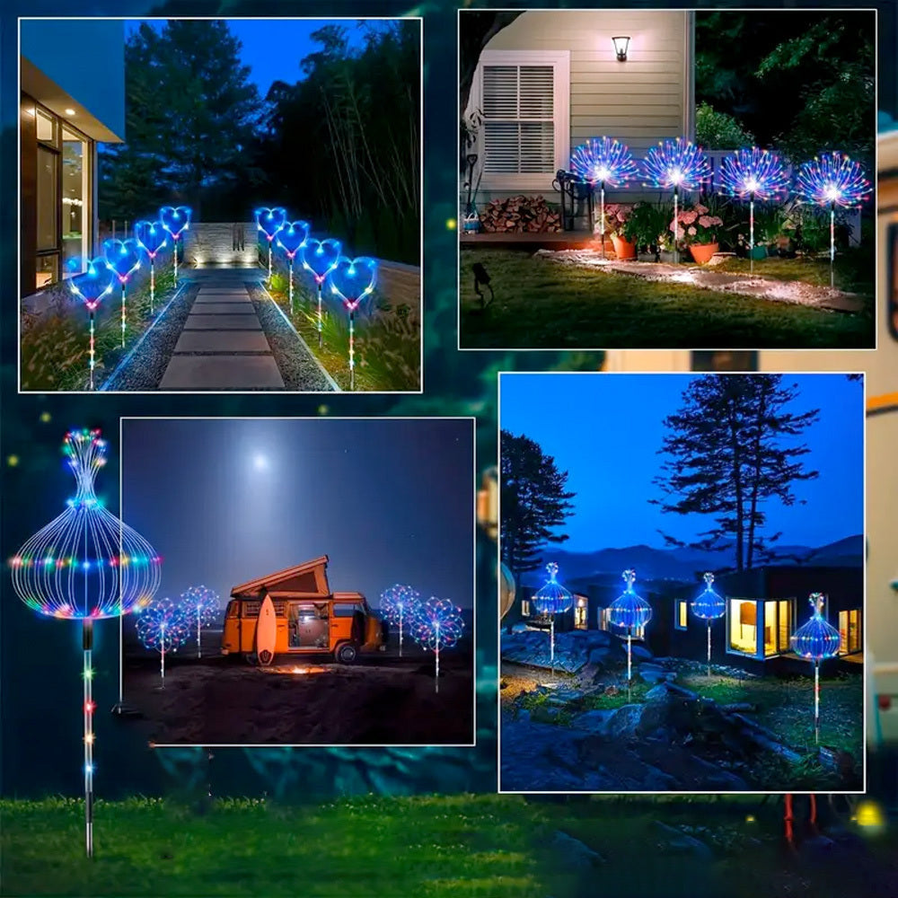 Solar Firework Lights DIY Copper Wire 4-Pack – 240 LED, IP65 Waterproof, 8 Modes, Flexible Shape Design for Garden, Lawn, Patio & Pathway | Christmas, Halloween & Thanksgiving Decor
