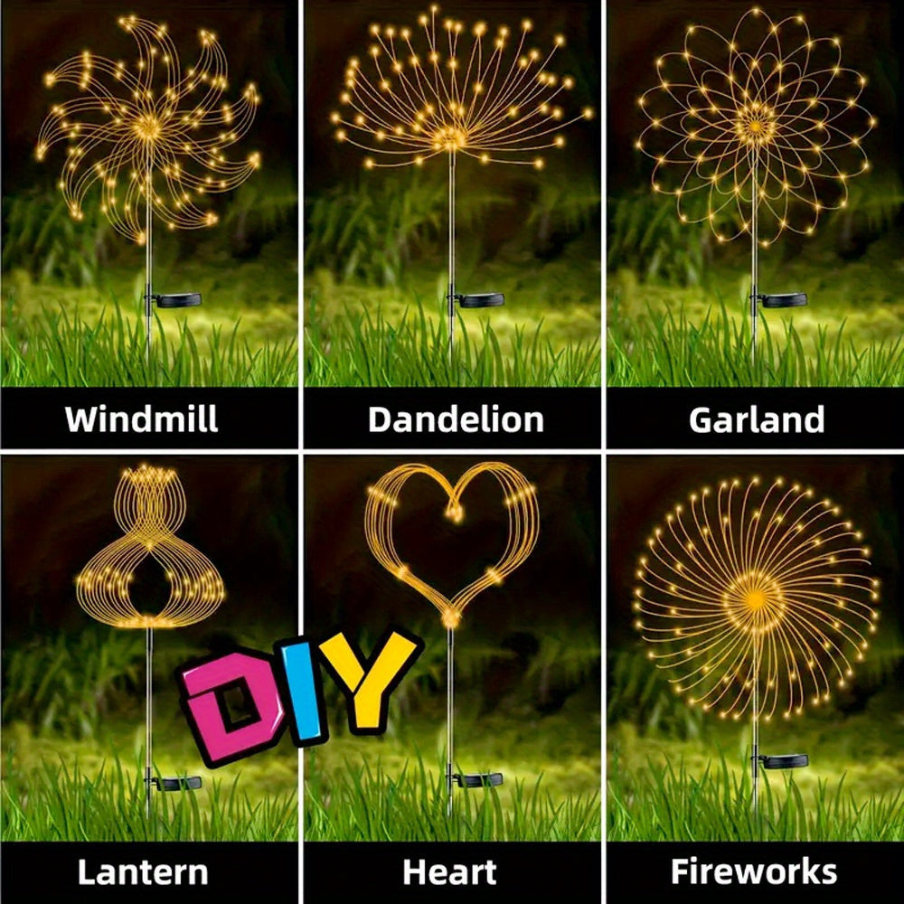 Solar Firework Lights DIY Copper Wire 4-Pack – 240 LED, IP65 Waterproof, 8 Modes, Flexible Shape Design for Garden, Lawn, Patio & Pathway | Christmas, Halloween & Thanksgiving Decor