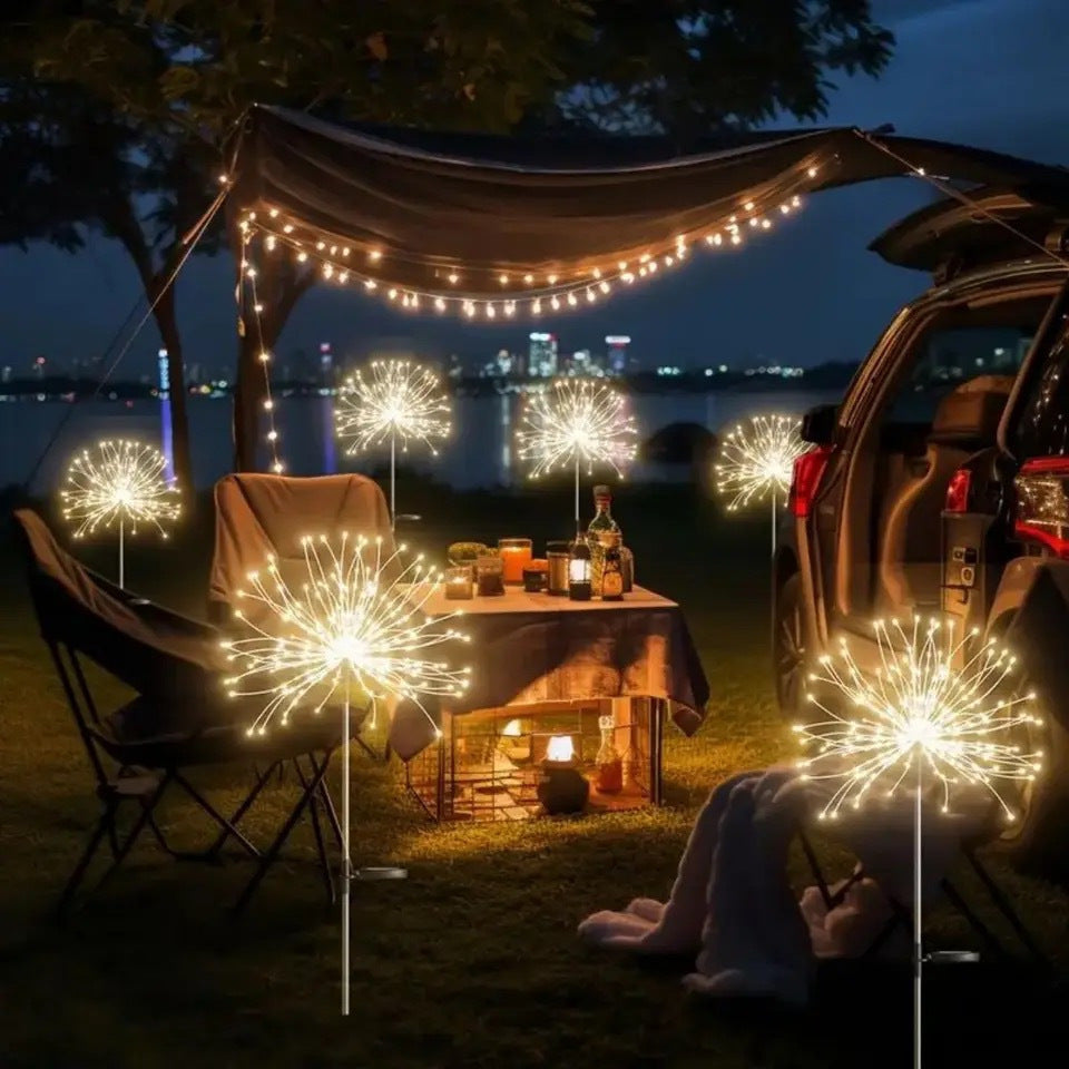 Solar Firework Lights DIY Copper Wire 4-Pack – 240 LED, IP65 Waterproof, 8 Modes, Flexible Shape Design for Garden, Lawn, Patio & Pathway | Christmas, Halloween & Thanksgiving Decor