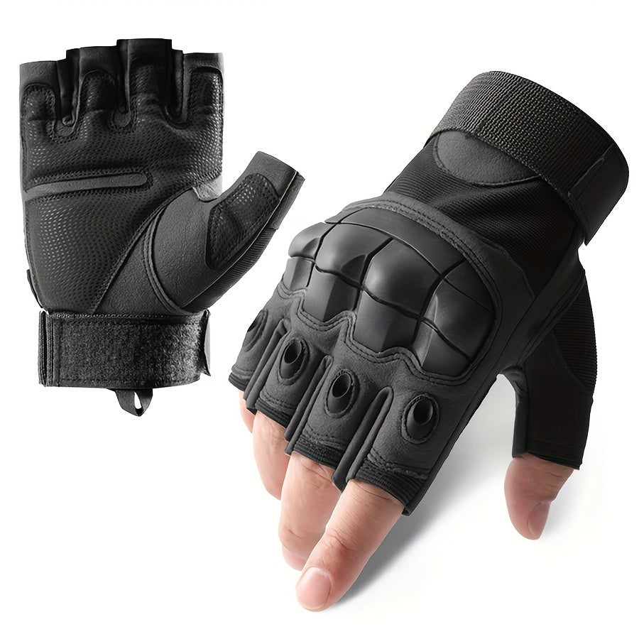 Tactical Half Finger Gloves for Men with Knuckle Protection Touchscreen Compatible Anti-Slip Palm for Combat Training Climbing Cycling Hiking Army Green Sand Black One Size