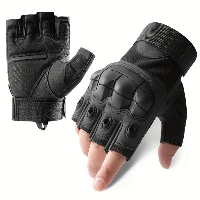 Tactical Half Finger Gloves for Men with Knuckle Protection Touchscreen Compatible Anti-Slip Palm for Combat Training Climbing Cycling Hiking Army Green Sand Black One Size