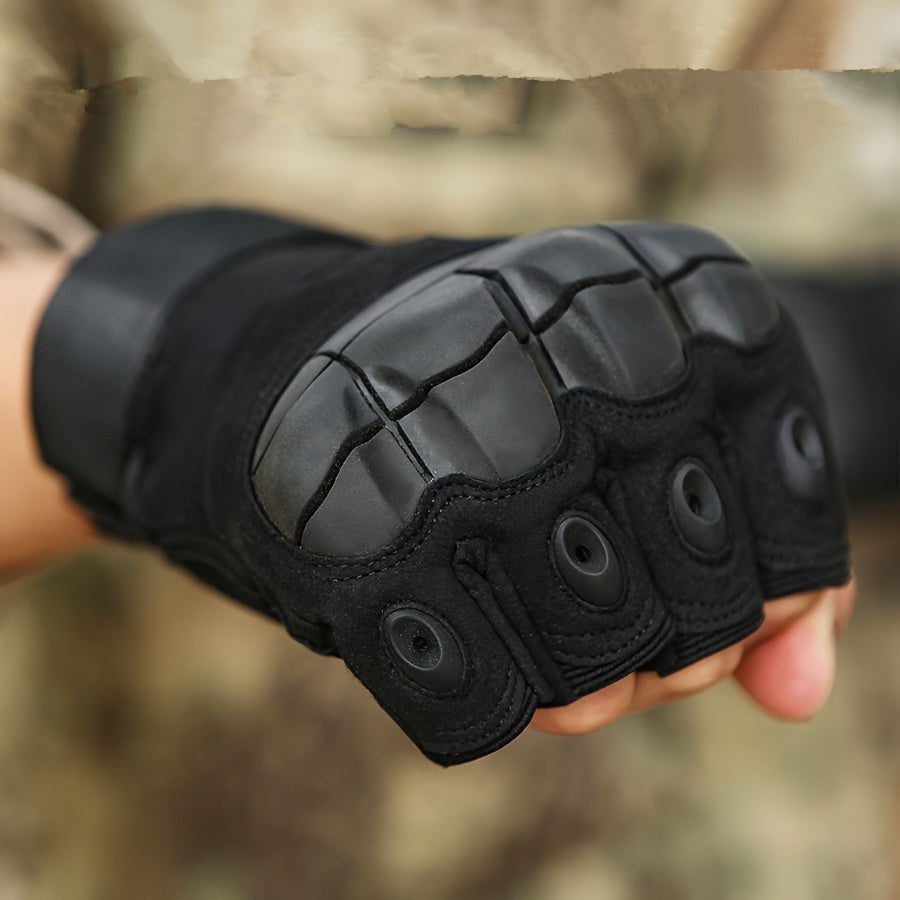 Tactical Half Finger Gloves for Men with Knuckle Protection Touchscreen Compatible Anti-Slip Palm for Combat Training Climbing Cycling Hiking Army Green Sand Black One Size