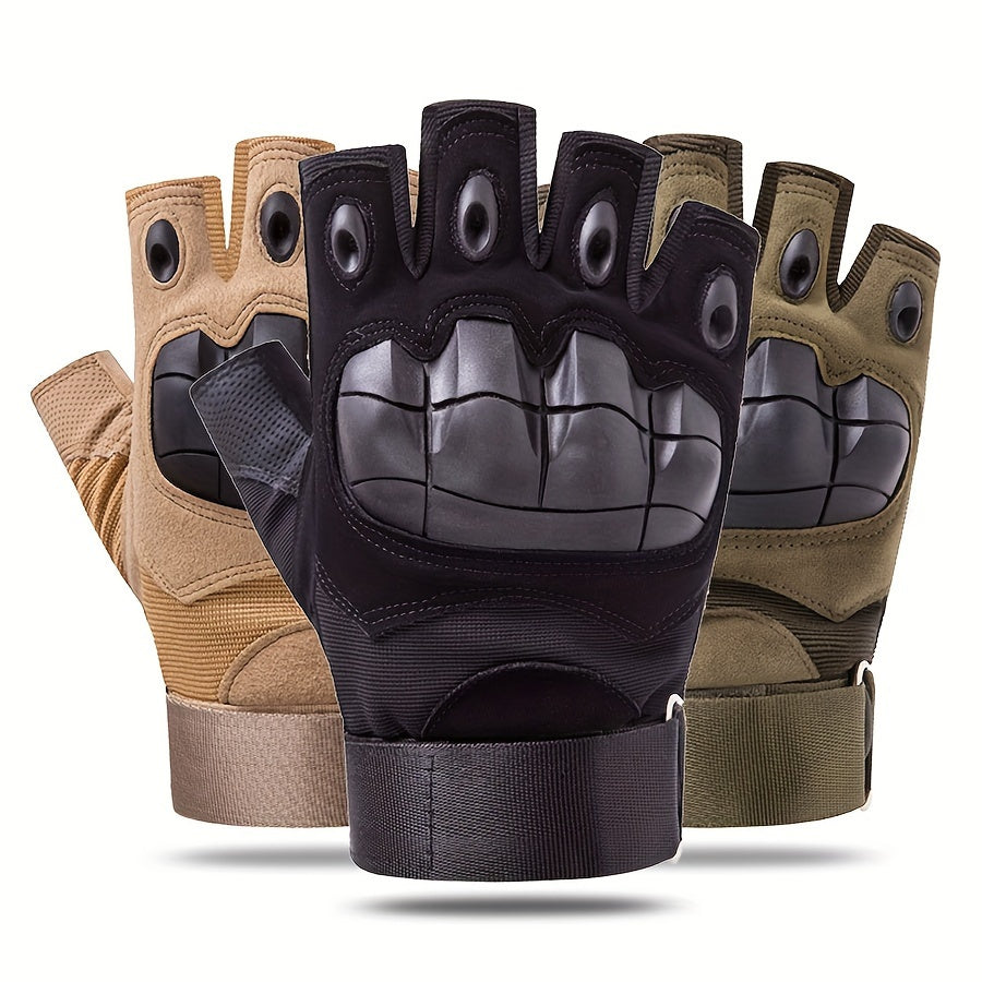 Tactical Half Finger Gloves for Men with Knuckle Protection Touchscreen Compatible Anti-Slip Palm for Combat Training Climbing Cycling Hiking Army Green Sand Black One Size
