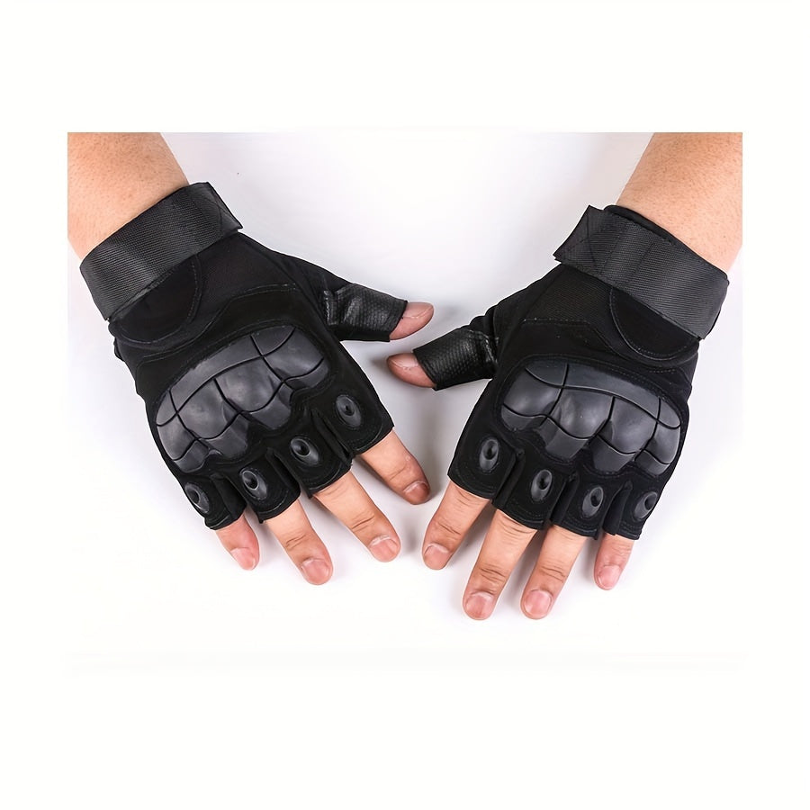 Tactical Half Finger Gloves for Men with Knuckle Protection Touchscreen Compatible Anti-Slip Palm for Combat Training Climbing Cycling Hiking Army Green Sand Black One Size