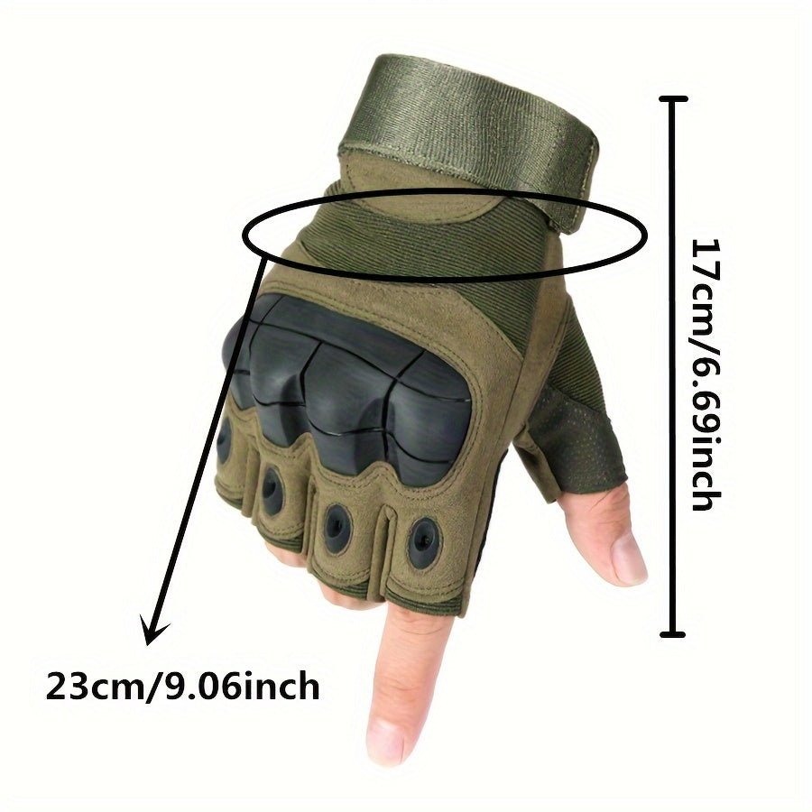 Tactical Half Finger Gloves for Men with Knuckle Protection Touchscreen Compatible Anti-Slip Palm for Combat Training Climbing Cycling Hiking Army Green Sand Black One Size