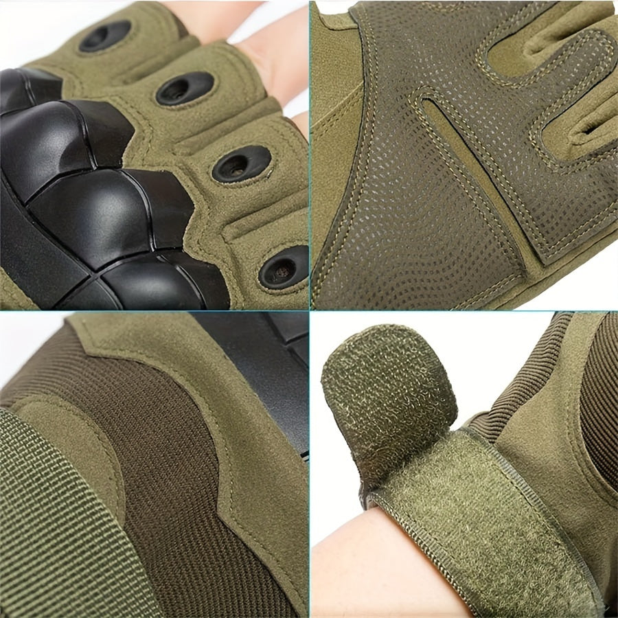 Tactical Half Finger Gloves for Men with Knuckle Protection Touchscreen Compatible Anti-Slip Palm for Combat Training Climbing Cycling Hiking Army Green Sand Black One Size