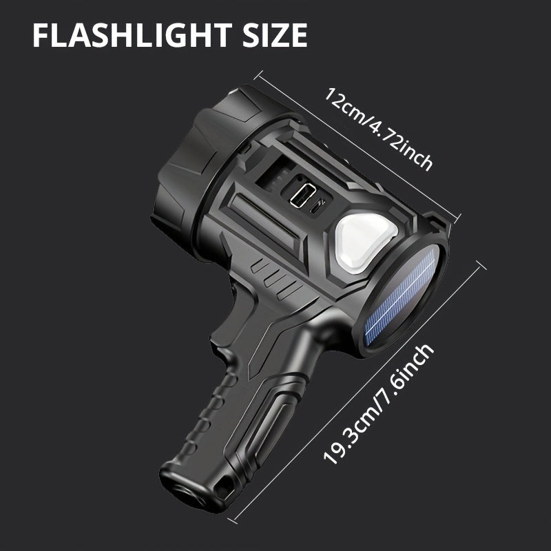 2000 Lumen Rechargeable Spotlight Flashlight – 6 Modes 3 Color Filters 200M Range Searchlight Handheld Torch for Boating Hunting Camping Home Lighting, USB Rechargeable