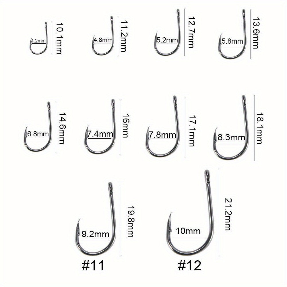 1000-Piece Assorted Fish Hooks Set 10 Sizes Black Silver Sharpened with Tackle Box – Sabiki Hooks for Freshwater & Saltwater Sea Fishing – Sizes #3–#12 – Angler Gift for Dad Husband Men