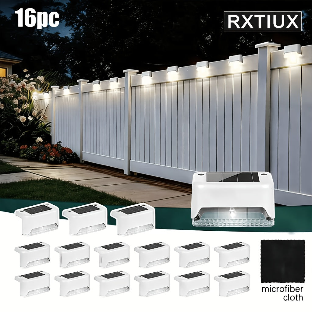 Solar Step Lights Outdoor - 16/32 Pack LED Deck Lights IP66 Waterproof, Auto Light Sensor, 700mAh Battery, Solar Stair Lights for Yard, Patio, Deck, Steps, Walkway & Lawn Path Safety