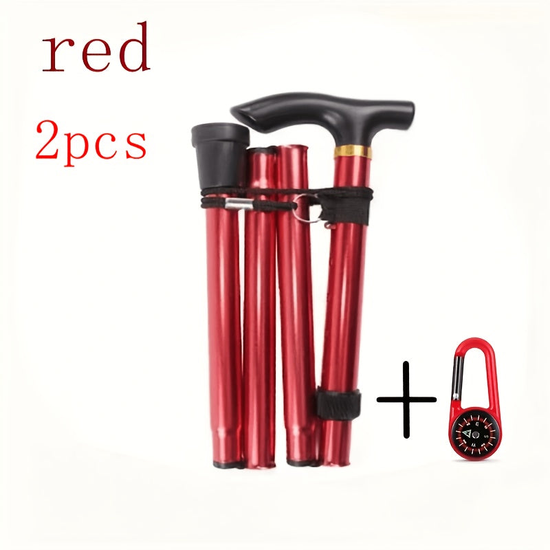 Foldable Hiking Poles 2pcs Adjustable Trekking Poles with Rubber Tips Lightweight Collapsible Walking Sticks for Men Women Outdoor Hiking Camping Trail