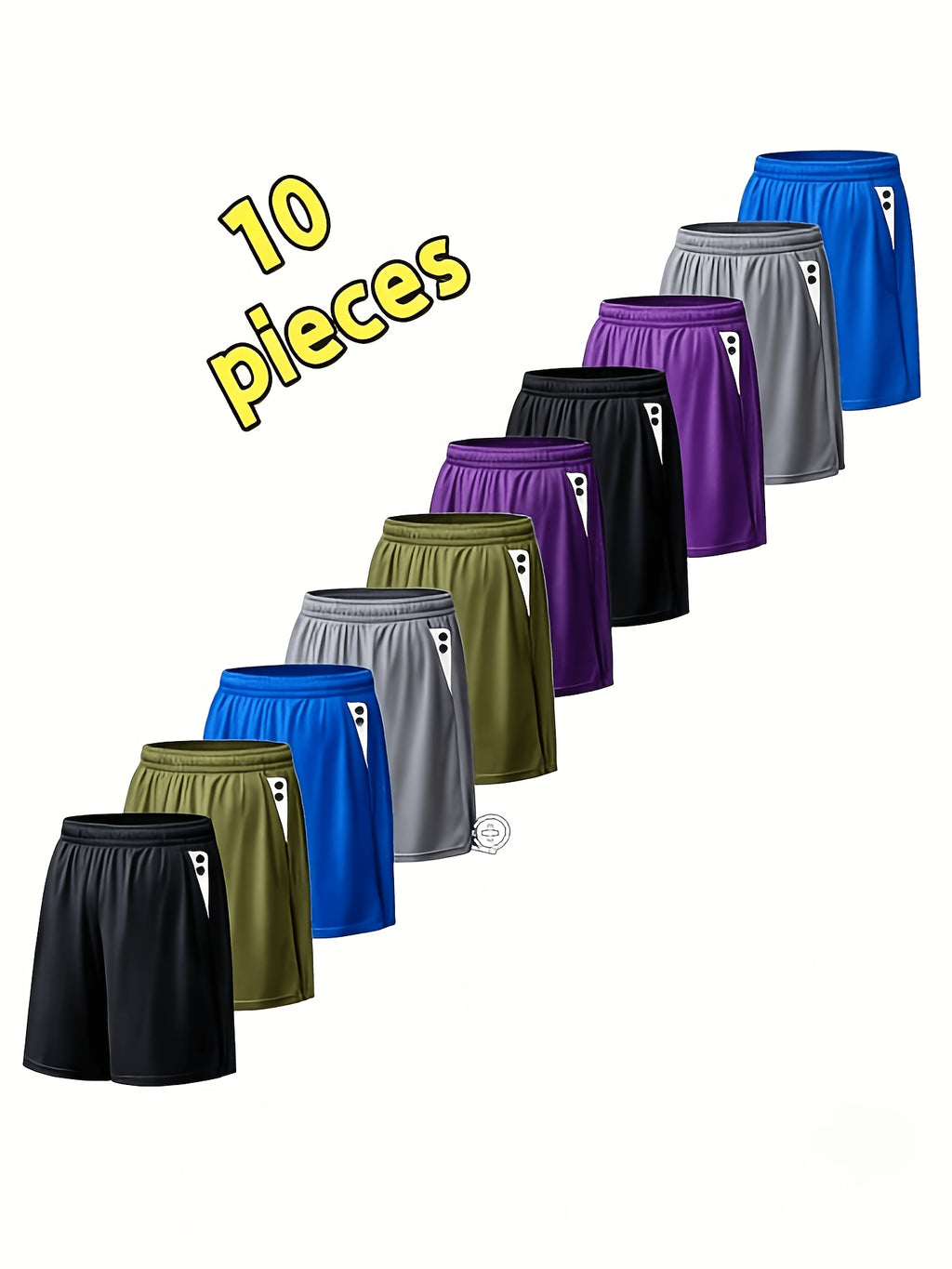 Men's Athletic Shorts 10-Pack Quick-Dry Lightweight Loose Fit Training Running Shorts with Pockets Adjustable Waistband Gym Sports Outdoor Sizes S-XXXL