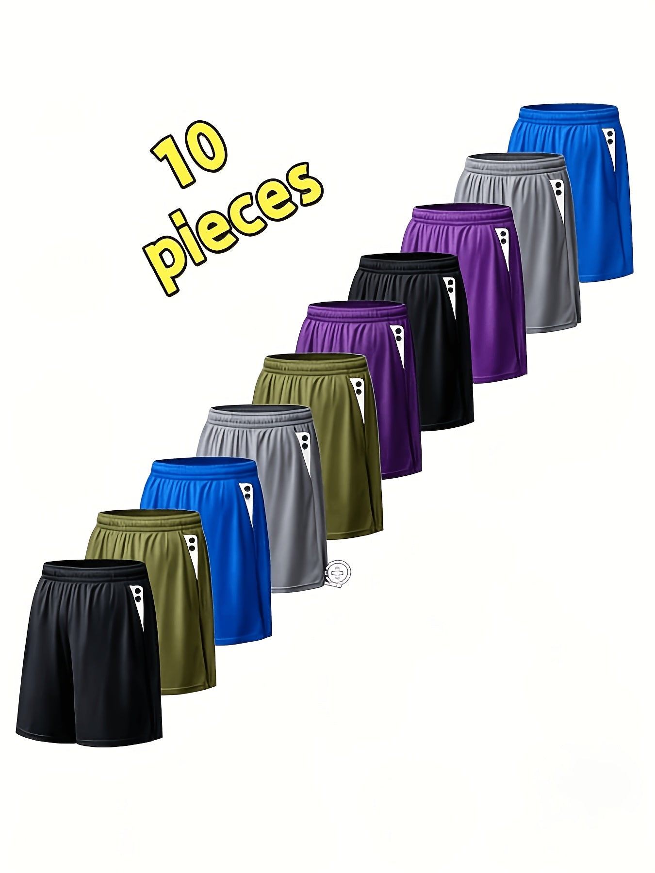 Men's Athletic Shorts 10-Pack Quick-Dry Lightweight Loose Fit Training Running Shorts with Pockets Adjustable Waistband Gym Sports Outdoor Sizes S-XXXL