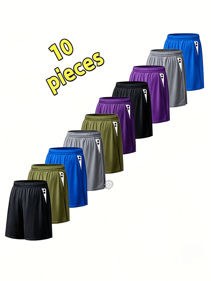 Men's Athletic Shorts 10-Pack Quick-Dry Lightweight Loose Fit Training Running Shorts with Pockets Adjustable Waistband Gym Sports Outdoor Sizes S-XXXL
