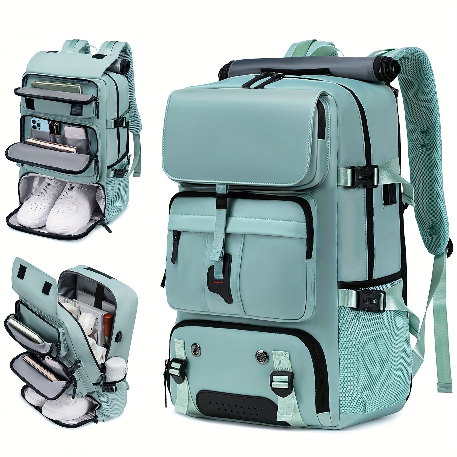 Large Capacity Laptop Backpack with Shoe Compartment – 31-35L Travel Backpack for Men & Women, USB Charging Port, Business, College & Weekend Trips