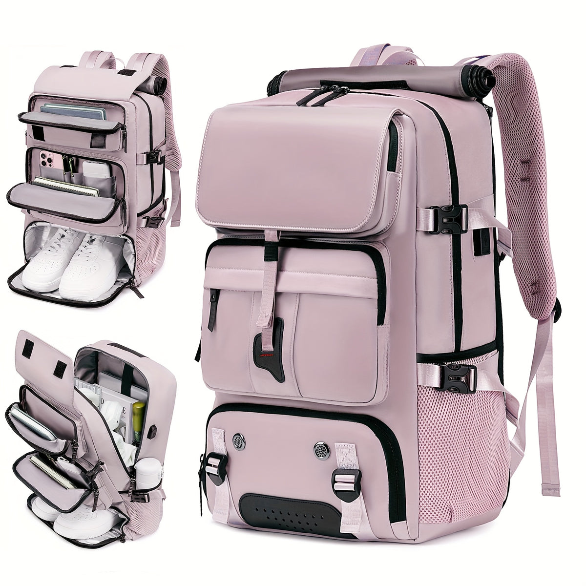 Large Capacity Laptop Backpack with Shoe Compartment – 31-35L Travel Backpack for Men & Women, USB Charging Port, Business, College & Weekend Trips