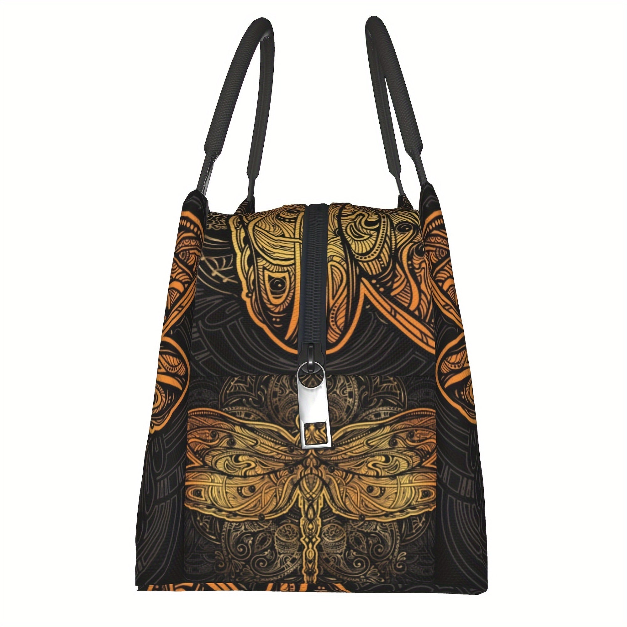 Mandala Dragonfly Insulated Cooler Bag Reusable Lunch Tote – Thermal Food & Drink Bag for Camping Picnic Beach Office Home Restaurant Workplace 11x6.5x7 Inch