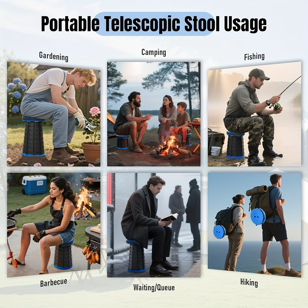 Portable Foldable Stool – Upgraded Thickened Collapsible Camping Stool for Fishing, Hiking, BBQ, Parties & Outdoor Activities, Lightweight Retractable Seat, 7 Colors