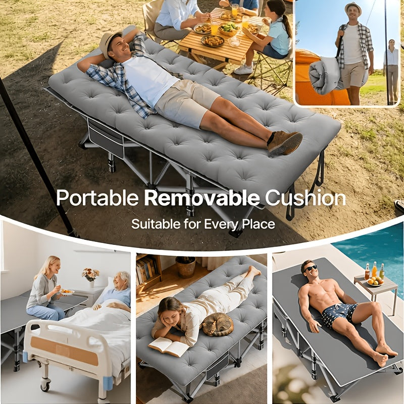 67/79-inch Options Available; Mattress Option; Camping Bed, Portable Folding Guest Bed, Weight Capacity 566/766 Lbs, Adult Outdoor Travel Bed, Suitable for Patios And Camping, Elegant Outdoor Furniture