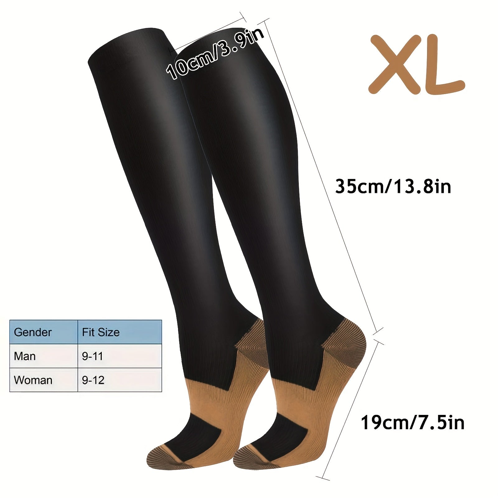 10 Pairs Copper Compression Socks Knee High for Women & Men – Circulation Support for Running Hiking Travel Daily Wear S-XXL