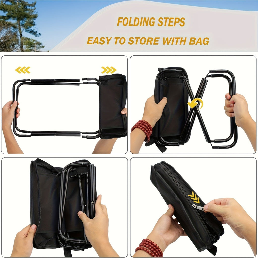 Portable Folding Camping Chair with Backpack Straps – Lightweight Alloy Frame, Mesh Storage Bag, Compact Foldable Seat for Camping Fishing Picnic Hiking
