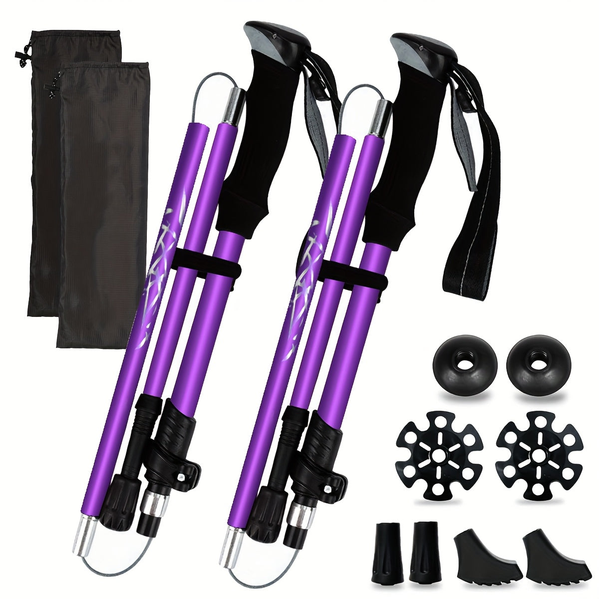 Foldable Trekking Poles 2 Pack with Carrying Case – Lightweight Aluminum Alloy Hiking Sticks, Quick-Lock, Ergonomic Non-Slip Grips for Men & Women Camping Travel, 7 Colors