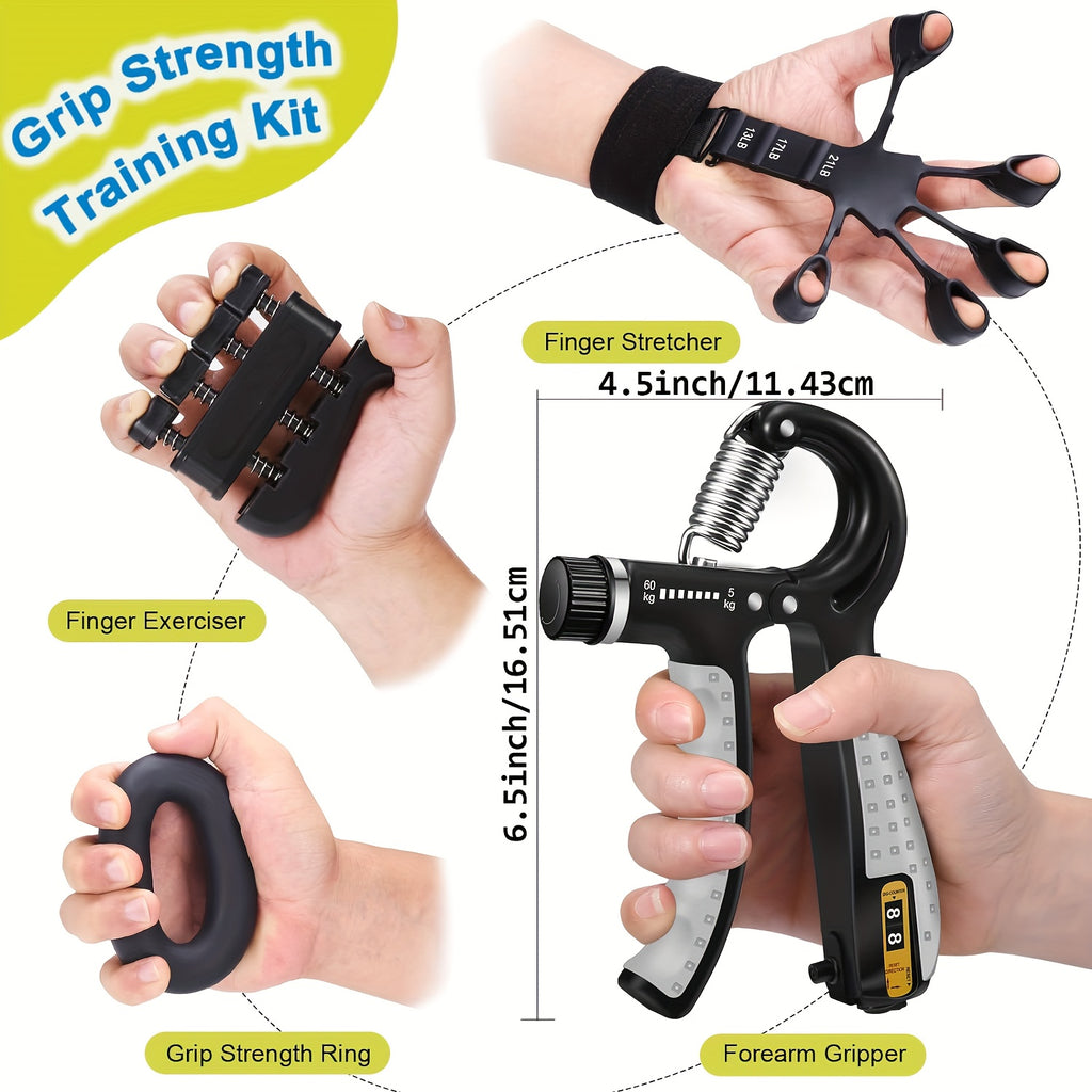 6-Piece Grip Strength Trainer Set Finger Exerciser Hand Strengthener Forearm Ring – Progressive Resistance for Athletes Musicians Rock Climbers Men Women