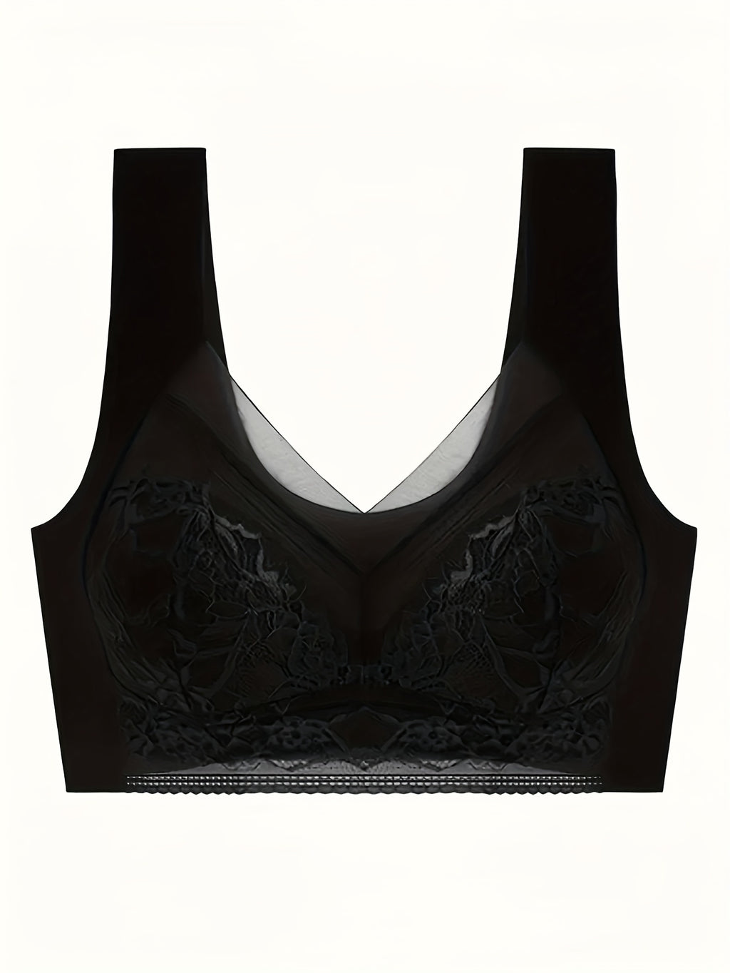 4-Pack Women's Lace Sports Bra Vest – Ice Silk Traceless Bralette with Beautiful Lace Back, Fixed Cup Support for Large Chest, Breathable Gathered Design, Sizes S-XXL