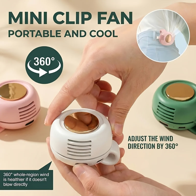 Bladeless Clip-On Fan Portable USB Rechargeable – 360° Rotation Multi-Speed Quiet Personal Cooling Fan for Travel, Camping, Outdoor, Office & Stroller | 1, 2 or 3 Pack