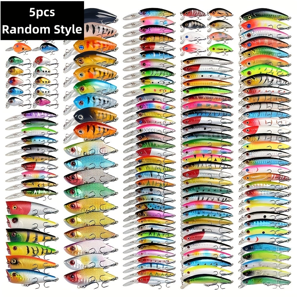 Bionic Minnow Fishing Lure Set 5pcs Hard Artificial Lures Random Color Patterns for Saltwater and Freshwater Bass Trout Pike Fishing Tackle Gift for Anglers
