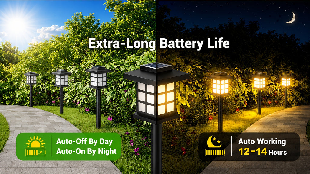 Solar Pathway Lights Outdoor IP55 Waterproof LED 10-Hour Runtime – Garden Driveway Landscape Stake Lights Auto Dusk-to-Dawn – Warm White & Color-Changing – 6 12 24 Pack